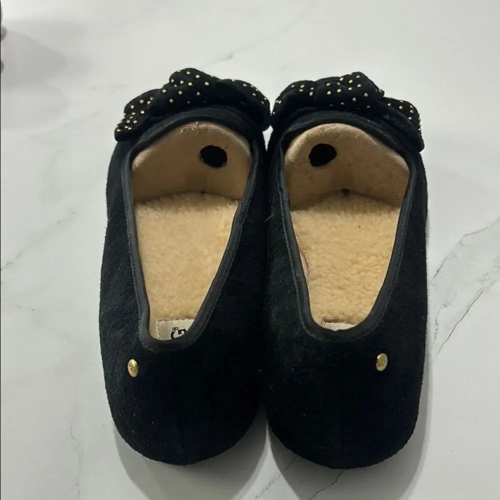 UGG Women's Black Suede Flats with Bow